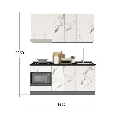 ครัวไม้สำเร็จ SB FURNITURE KUCHE COMP180C-R WHITE STONE BLACK GLOSS 180 ซม._3
