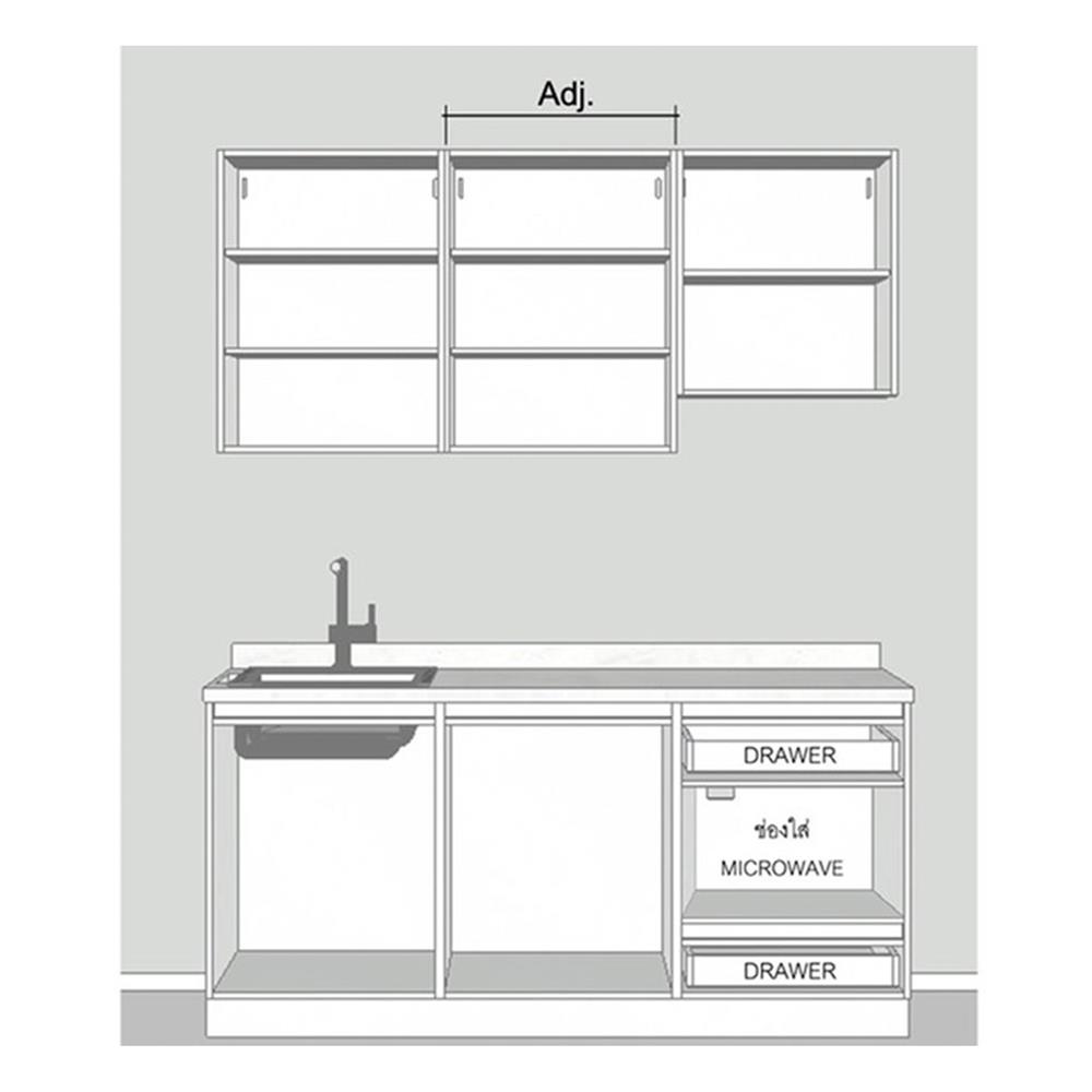 ครัวไม้สำเร็จ SB FURNITURE KUCHE COMP180C-L GREY-TWIST STONE GLOSS 180 ซม.