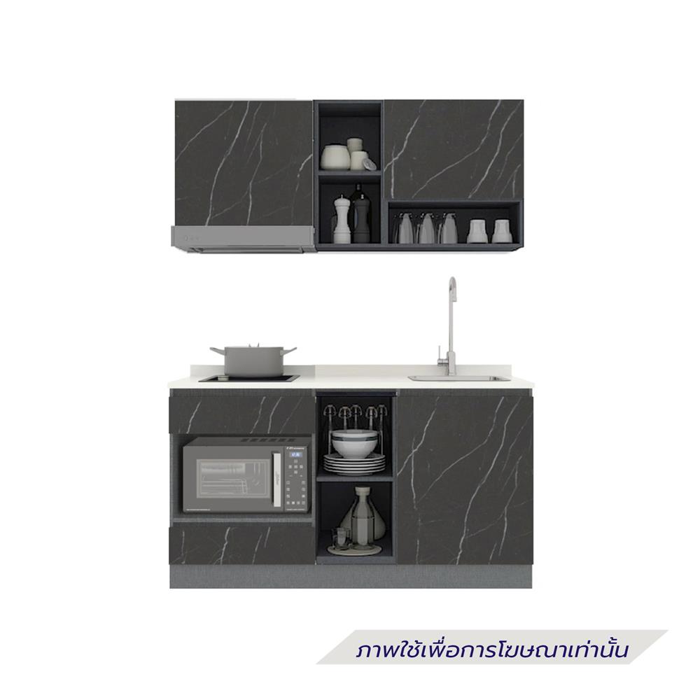ครัวไม้สำเร็จ SB FURNITURE KUCHE COMP150G-R BLACK STONE WHITE GLOSS 150 ซม.