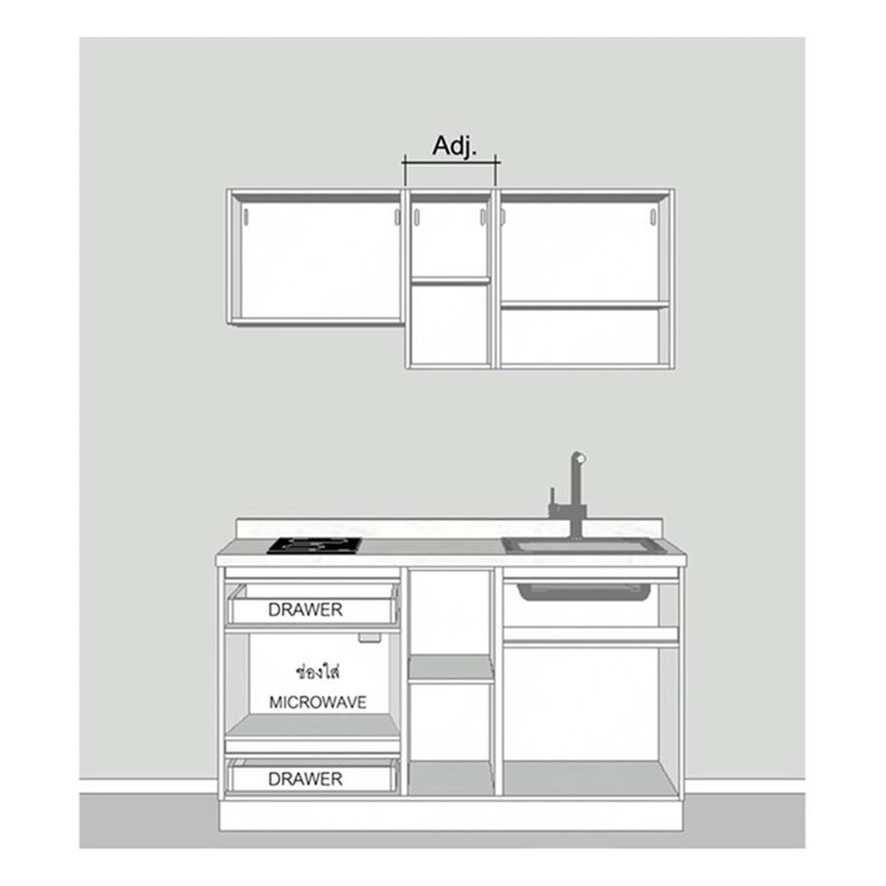 ครัวไม้สำเร็จ SB FURNITURE KUCHE COMP150G-R BLACK STONE WHITE GLOSS 150 ซม.