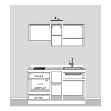 ครัวไม้สำเร็จ SB FURNITURE KUCHE COMP150G-R BLACK STONE WHITE GLOSS 150 ซม._2