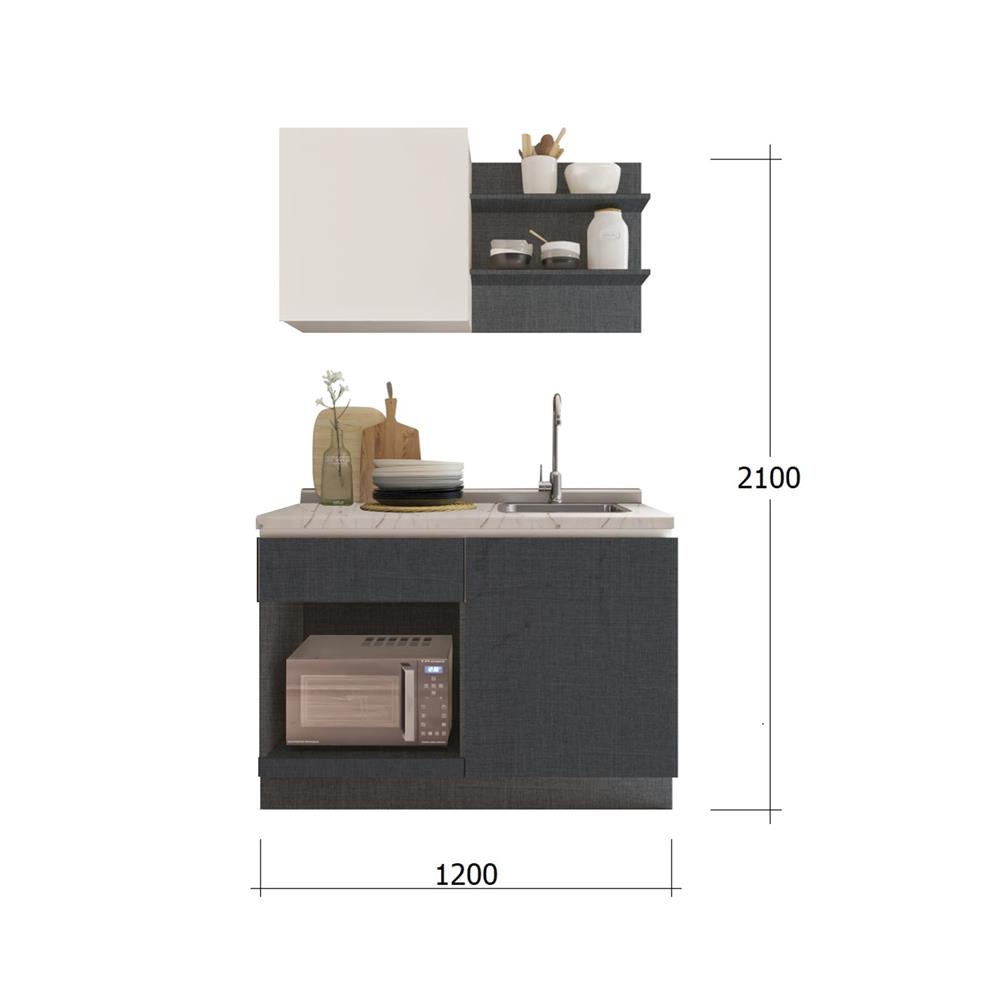 ครัวไม้สำเร็จ SB FURNITURE KUCHE COMP120B-R GREY-TWIST STONE GLOSS 120 ซม.