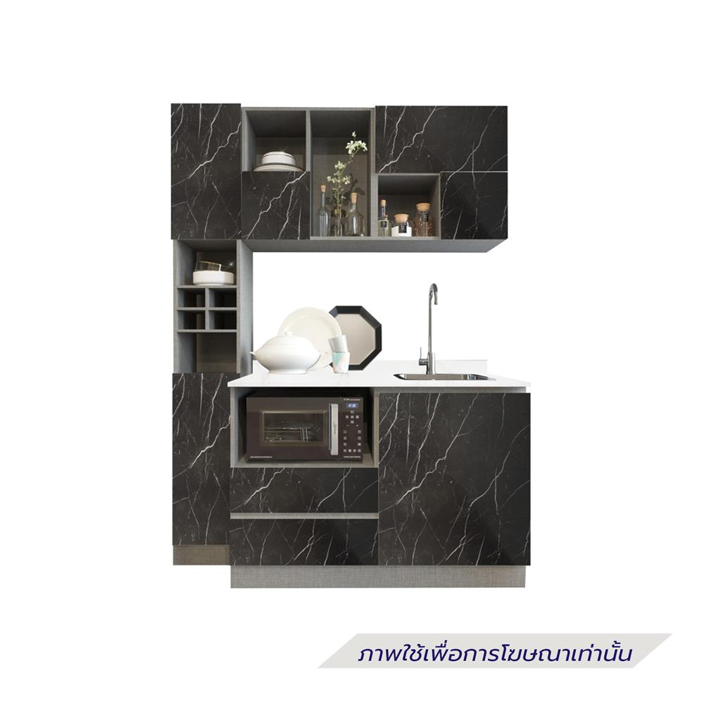 ครัวไม้สำเร็จ SB FURNITURE KUCHE COMP150F-R BLACK STONE WHITE GLOSS 150 ซม.