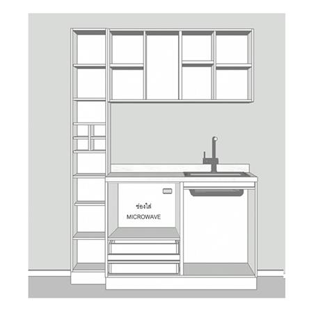 ครัวไม้สำเร็จ SB FURNITURE KUCHE COMP150F-R BLACK STONE WHITE GLOSS 150 ซม._2