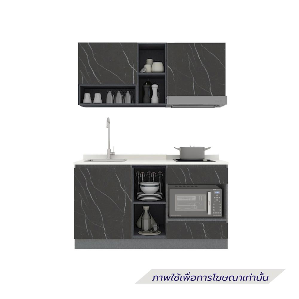 ครัวไม้สำเร็จ SB FURNITURE KUCHE COMP150G-L BLACK STONE WHITE GLOSS 150 ซม.