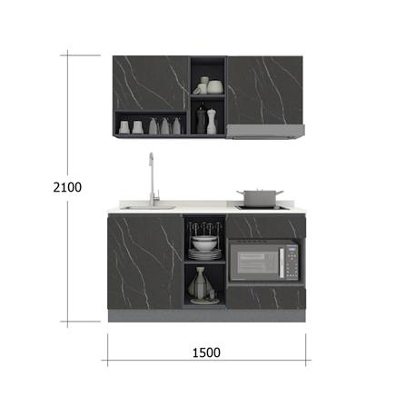ครัวไม้สำเร็จ SB FURNITURE KUCHE COMP150G-L BLACK STONE WHITE GLOSS 150 ซม._3