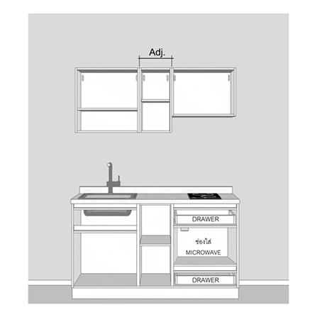 ครัวไม้สำเร็จ SB FURNITURE KUCHE COMP150G-L BLACK STONE WHITE GLOSS 150 ซม._2