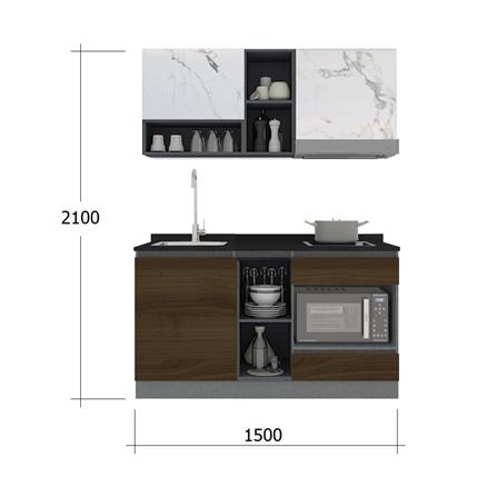 ครัวไม้สำเร็จ SB FURNITURE KUCHE COMP150G-L ITALIAN WALNUT BLACK GLOSS 150 ซม._3