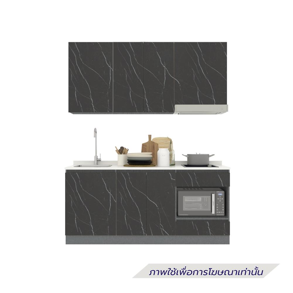 ครัวไม้สำเร็จ SB FURNITURE KUCHE COMP180C-L BLACK STONE WHITE GLOSS 180 ซม.