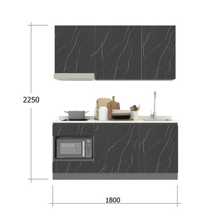 ครัวไม้สำเร็จ SB FURNITURE KUCHE COMP180C-R BLACK STONE WHITE GLOSS 180 ซม._3