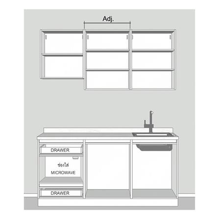 ครัวไม้สำเร็จ SB FURNITURE KUCHE COMP180C-R BLACK STONE WHITE GLOSS 180 ซม._2