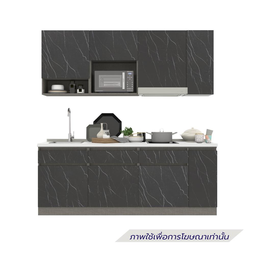 ครัวไม้สำเร็จ SB FURNITURE KUCHE COMP210C-L BLACK STONE WHITE GLOSS 210 ซม.