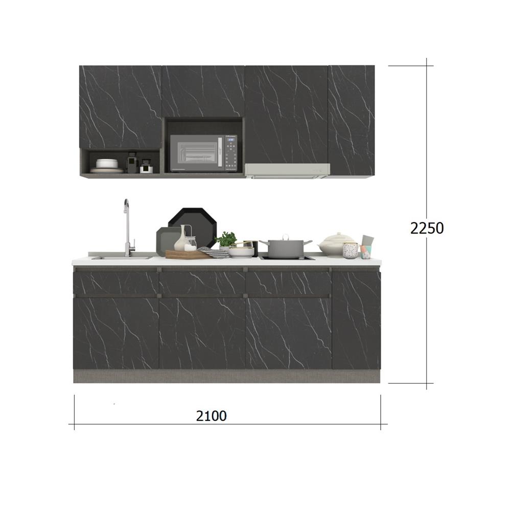 ครัวไม้สำเร็จ SB FURNITURE KUCHE COMP210C-L BLACK STONE WHITE GLOSS 210 ซม.