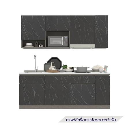 ครัวไม้สำเร็จ SB FURNITURE KUCHE COMP210C-L BLACK STONE WHITE GLOSS 210 ซม._1