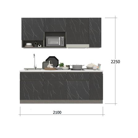 ครัวไม้สำเร็จ SB FURNITURE KUCHE COMP210C-L BLACK STONE WHITE GLOSS 210 ซม._2