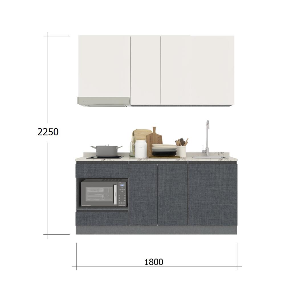 ครัวไม้สำเร็จ SB FURNITURE KUCHE COMP180C-R GREY-TWIST STONE GLOSS 180 ซม.