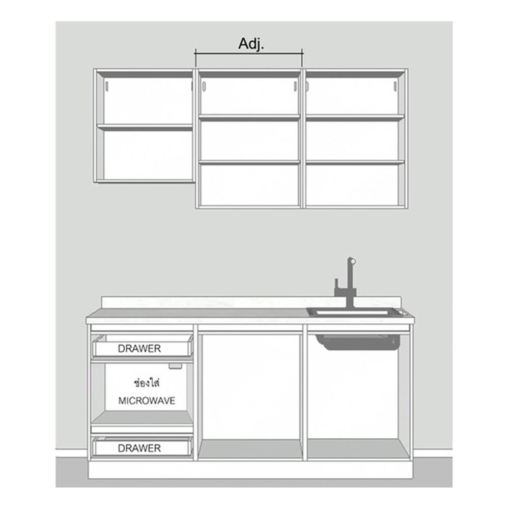 ครัวไม้สำเร็จ SB FURNITURE KUCHE COMP180C-R GREY-TWIST STONE GLOSS 180 ซม.