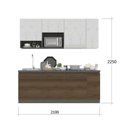 ครัวไม้สำเร็จ SB FURNITURE KUCHE COMP210C-L ITALIAN WALNUT BLACK GLOSS 210 ซม._3