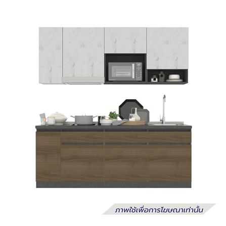 ครัวไม้สำเร็จ SB FURNITURE KUCHE COMP210C-R ITALIAN WALNUT BLACK GLOSS 210 ซม._1