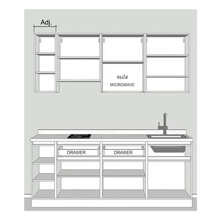ครัวไม้สำเร็จ SB FURNITURE KUCHE COMP210C-R ITALIAN WALNUT BLACK GLOSS 210 ซม._2