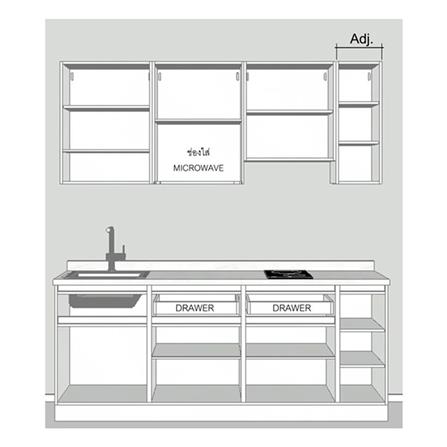 ครัวไม้สำเร็จ SB FURNITURE KUCHE COMP210C-L GREY-TWIST STONE GLOSS 210 ซม._2