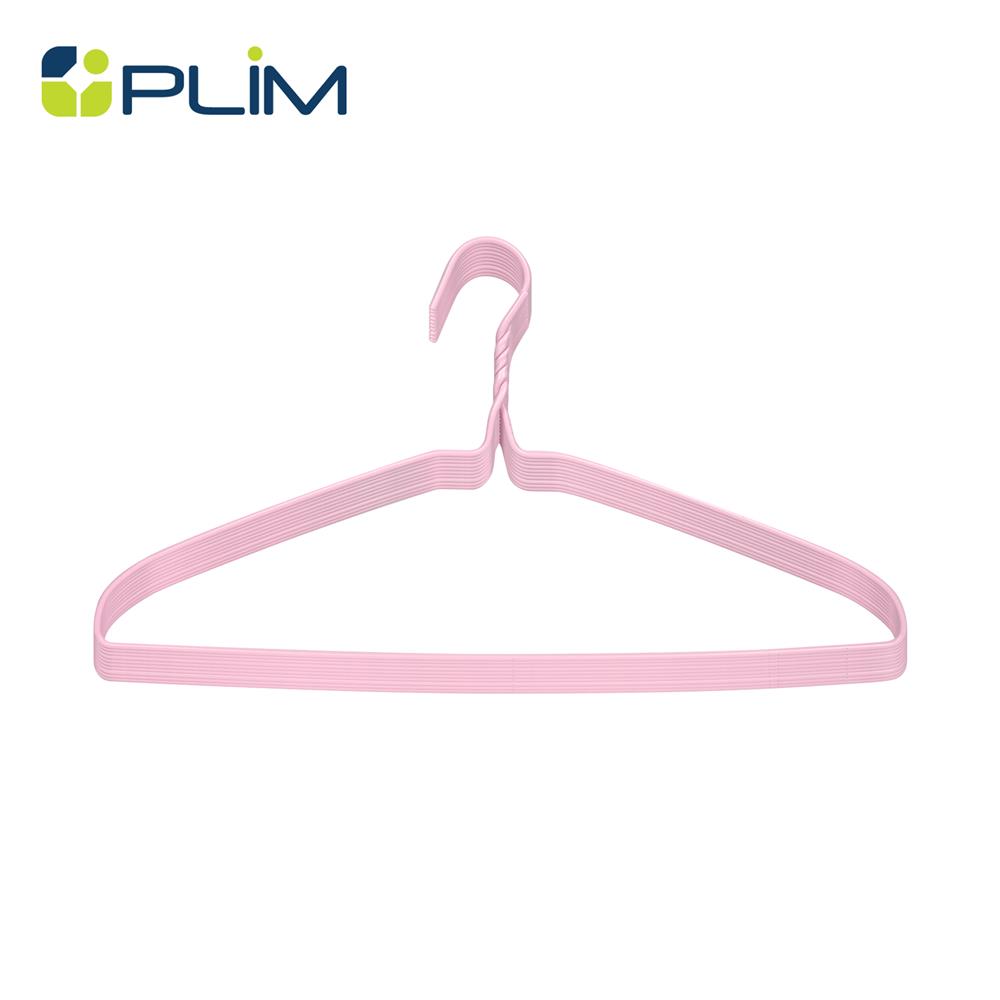 ไม้แขวนเสื้อเคลือบ PLIM CURVE สีชมพู (แพ็ก 10 ชิ้น)