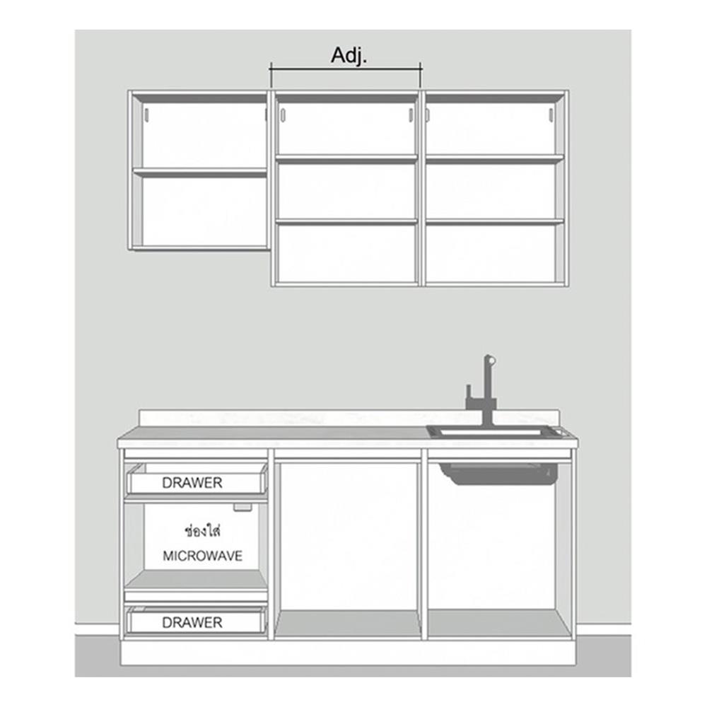 ครัวไม้สำเร็จ SB FURNITURE KUCHE COMP180C-R ITALIAN WALNUT BLACK GLOSS 180 ซม.