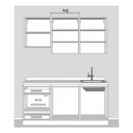 ครัวไม้สำเร็จ SB FURNITURE KUCHE COMP180C-R ITALIAN WALNUT BLACK GLOSS 180 ซม._2
