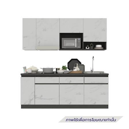ครัวไม้สำเร็จ SB FURNITURE KUCHE COMP210C-R WHITE STONE BLACK GLOSS 210 ซม._1
