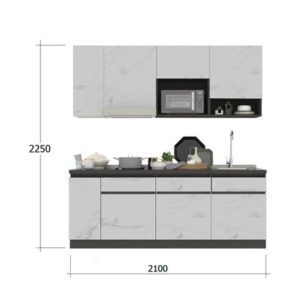 ครัวไม้สำเร็จ SB FURNITURE KUCHE COMP210C-R WHITE STONE BLACK GLOSS 210 ซม._3