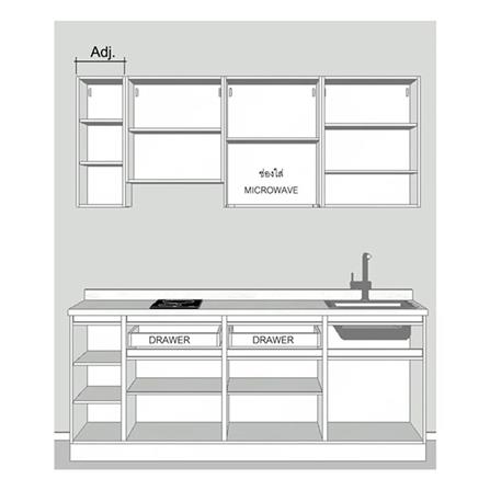 ครัวไม้สำเร็จ SB FURNITURE KUCHE COMP210C-R WHITE STONE BLACK GLOSS 210 ซม._2