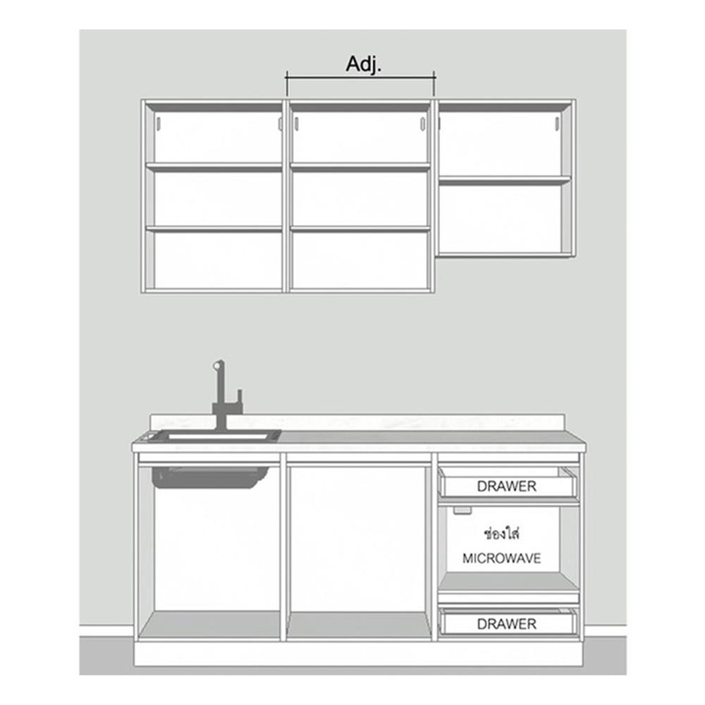 ครัวไม้สำเร็จ SB FURNITURE KUCHE COMP180C-L WHITE STONE BLACK GLOSS 180 ซม.