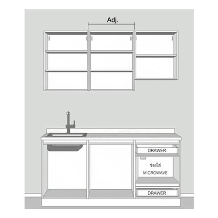 ครัวไม้สำเร็จ SB FURNITURE KUCHE COMP180C-L WHITE STONE BLACK GLOSS 180 ซม._2
