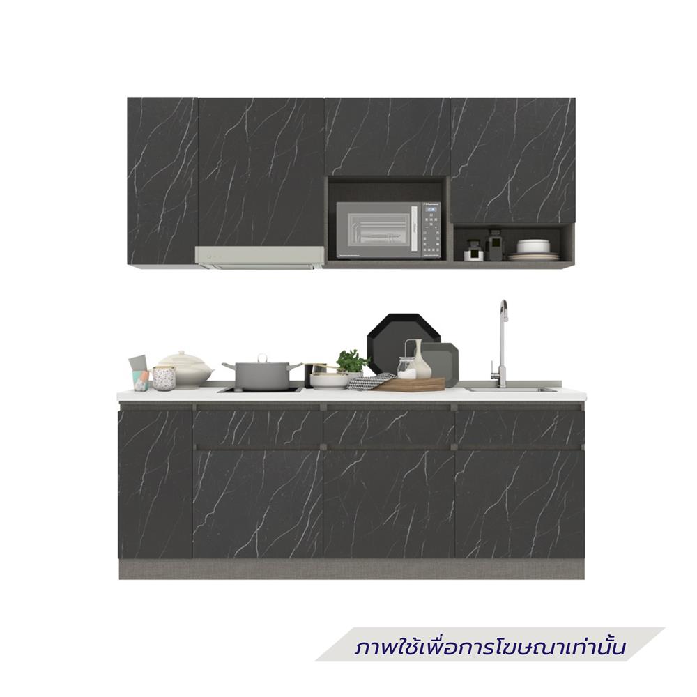 ครัวไม้สำเร็จ SB FURNITURE KUCHE COMP210C-R BLACK STONE WHITE GLOSS 210 ซม.