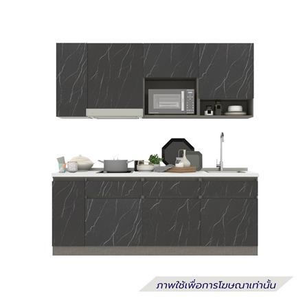 ครัวไม้สำเร็จ SB FURNITURE KUCHE COMP210C-R BLACK STONE WHITE GLOSS 210 ซม._1