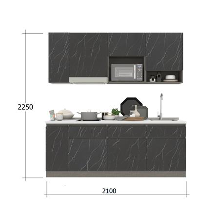 ครัวไม้สำเร็จ SB FURNITURE KUCHE COMP210C-R BLACK STONE WHITE GLOSS 210 ซม._2