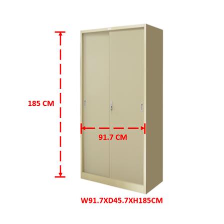 ตู้เหล็กสูงบานเลื่อน WORKSCAPE ZDO-1886 91.7 ซม. สีครีม_2
