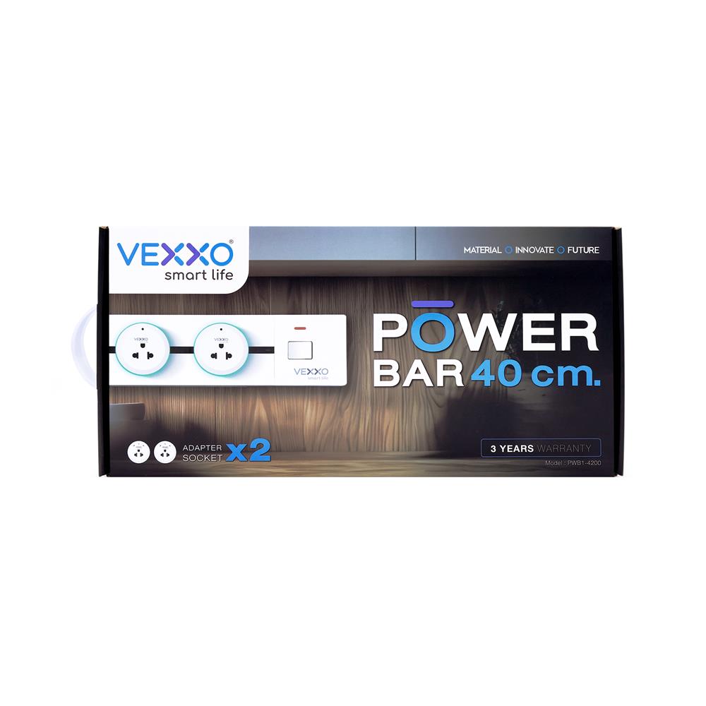 รางปลั๊กไฟแบบเลื่อนได้ VEXXO PWB1-4200 40 ซม. สีขาว