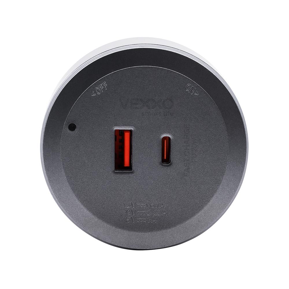 เต้ารับไร้สาย VEXXO USB TYPE A/C APB-PD20 20 วัตต์ สีดำ