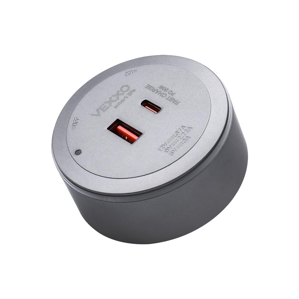 เต้ารับไร้สาย VEXXO USB TYPE A/C APB-PD20 20 วัตต์ สีดำ