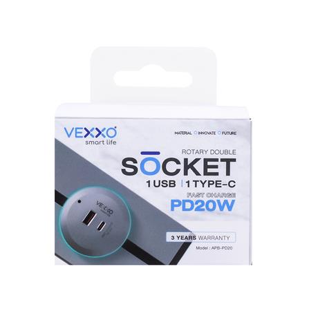 เต้ารับไร้สาย VEXXO USB TYPE A/C APB-PD20 20 วัตต์ สีดำ_4