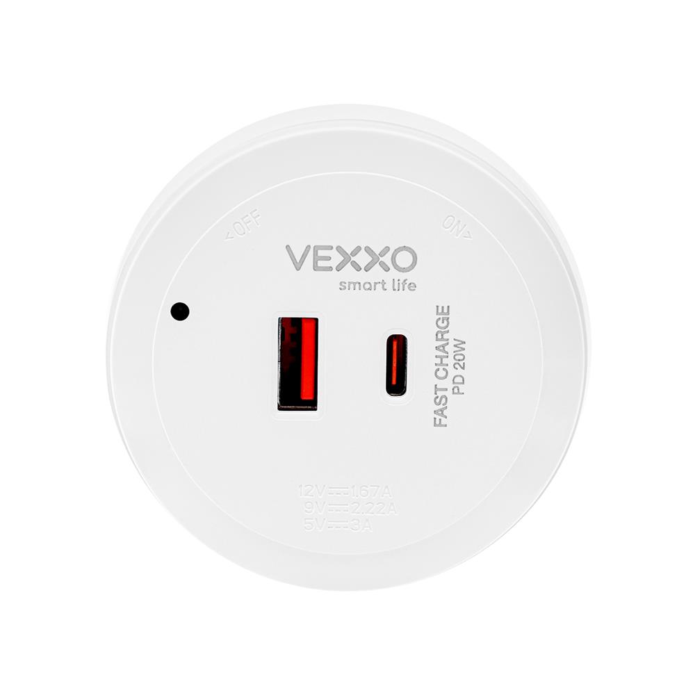 เต้ารับไร้สาย VEXXO USB TYPE A/C APB-PD20 20 วัตต์ สีขาว