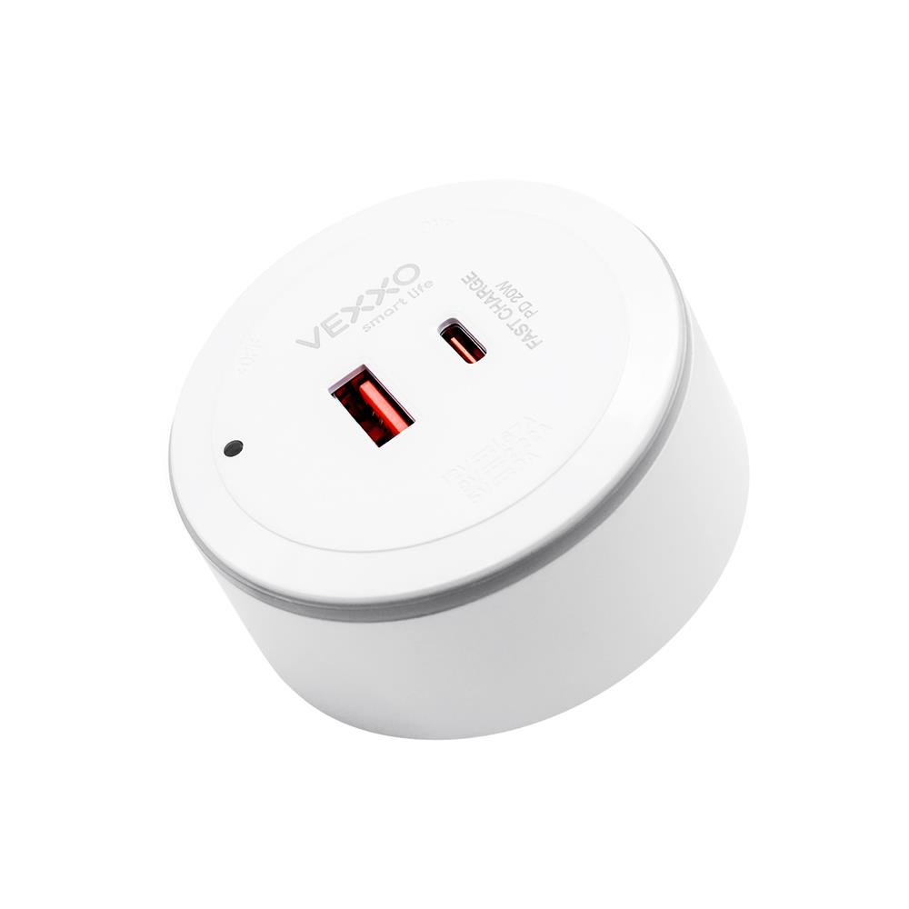 เต้ารับไร้สาย VEXXO USB TYPE A/C APB-PD20 20 วัตต์ สีขาว