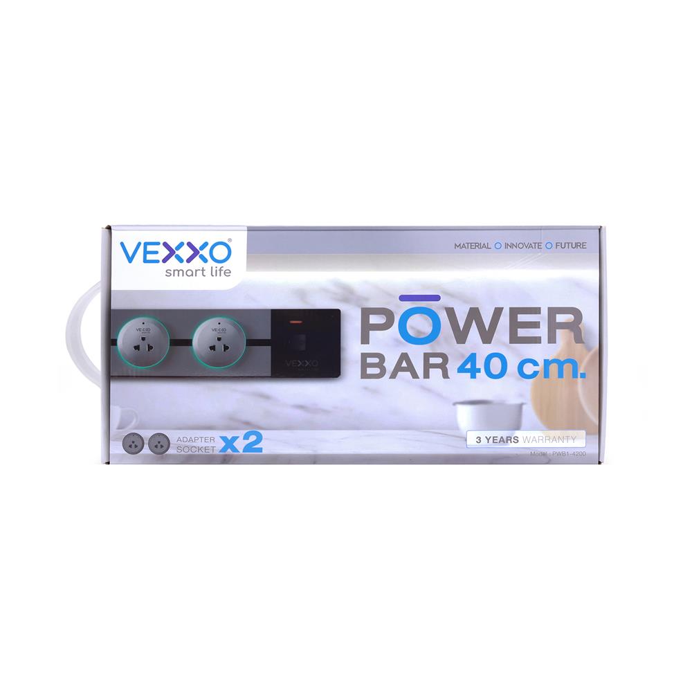 รางปลั๊กไฟแบบเลื่อนได้ VEXXO PWB1-4200 40 ซม. สีเทา