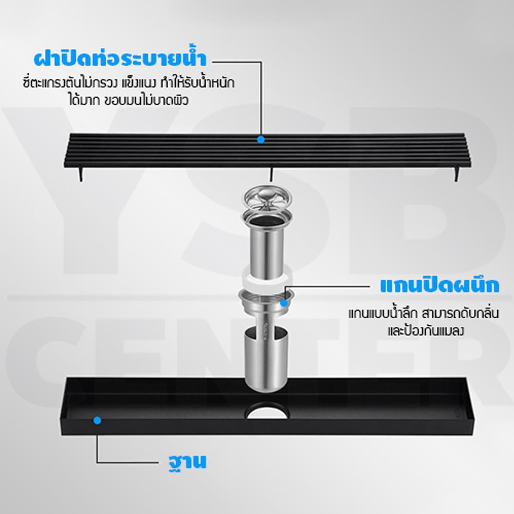 รางน้ำทิ้ง CASSA CL0235 80 ซม. สีดำ