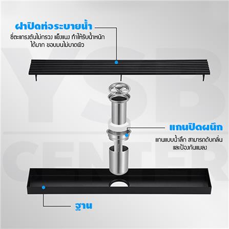 รางน้ำทิ้ง CASSA CL0229 60 ซม. สีดำ_2