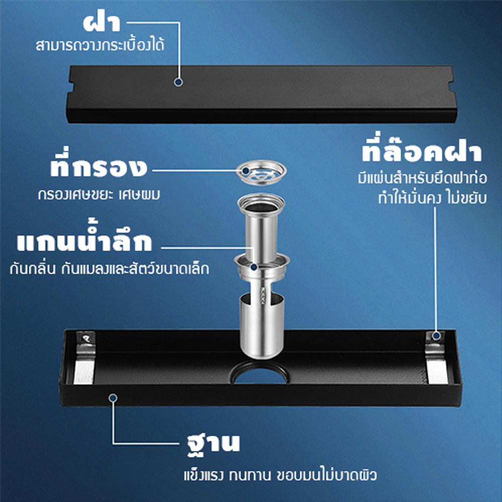 ตะแกรงกันกลิ่นเหลี่ยม CASSA CL0212 120 ซม. สีดำ