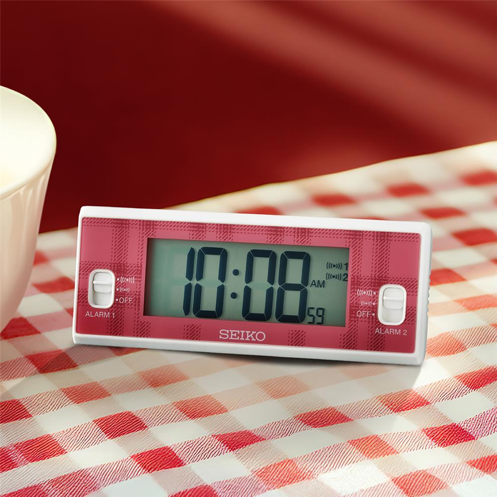 นาฬิกาตั้งโต๊ะ SEIKO CLOCKS QHL099W 1.8X4.8 นิ้ว สีแดง