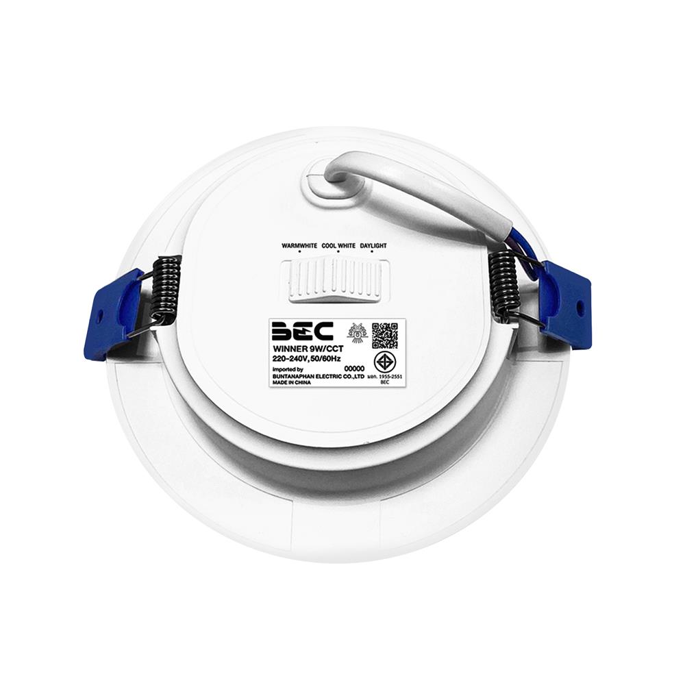 ดาวน์ไลท์ LED BEC WINNER 4.5 นิ้ว 9 วัตต์ DAYLIGHT/COOL WHITE/WARM WHITE สีขาว