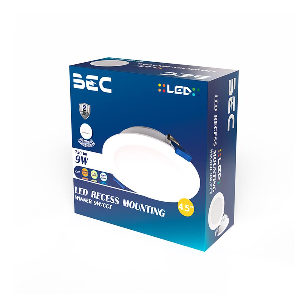 ดาวน์ไลท์ LED BEC WINNER 4.5 นิ้ว 9 วัตต์ DAYLIGHT/COOL WHITE/WARM WHITE สีขาว